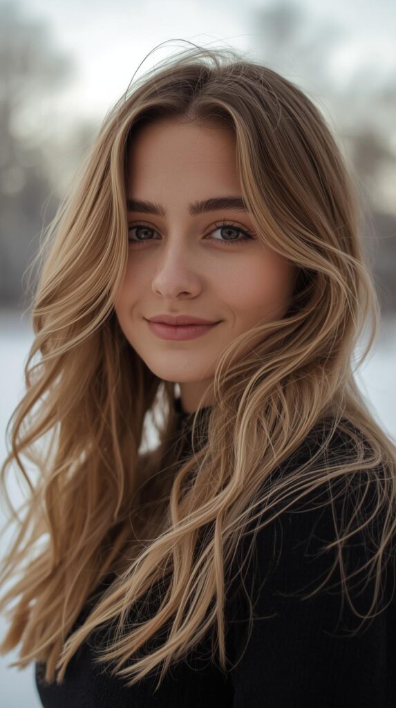 9. Loose Waves With Soft Winter Styling