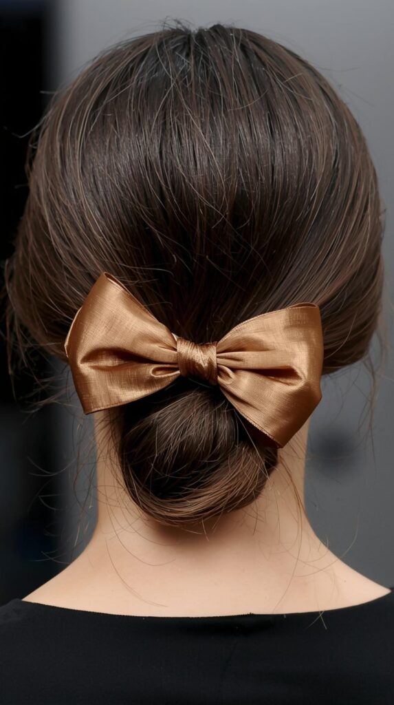 9. Low Ponytail with Satin Bow