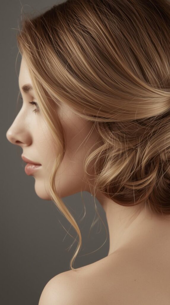 9. Low Twisted Bun with Soft Tendrils