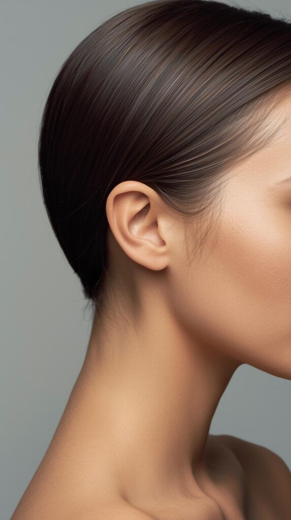 9. Tucked-Behind-the-Ear Hairstyle for Clean Lines