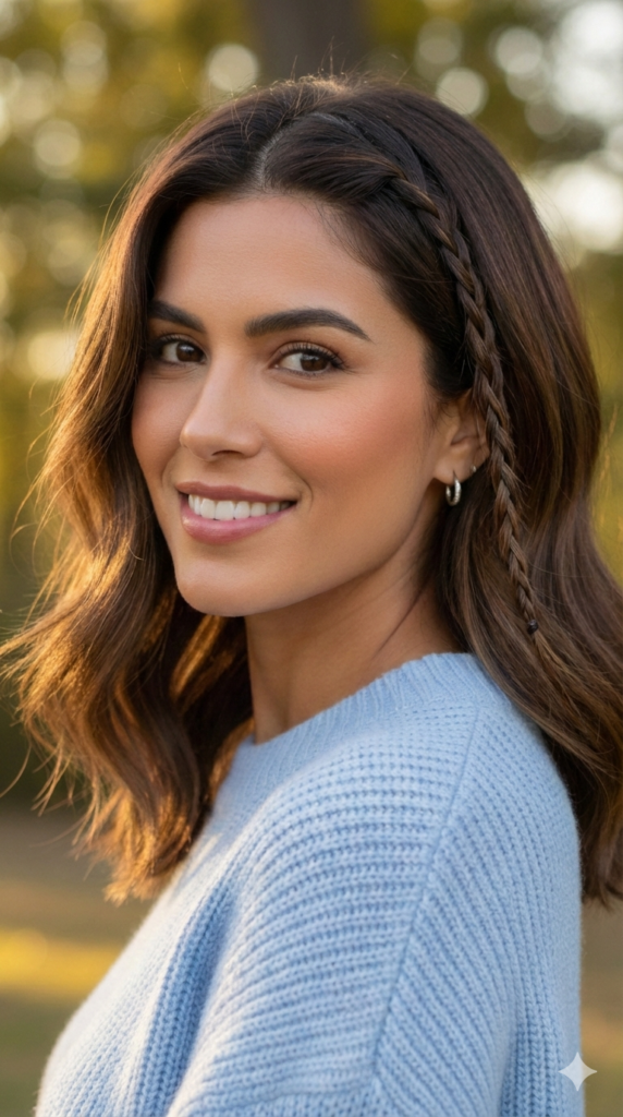 11. Single-Braid Accent on Medium Hair