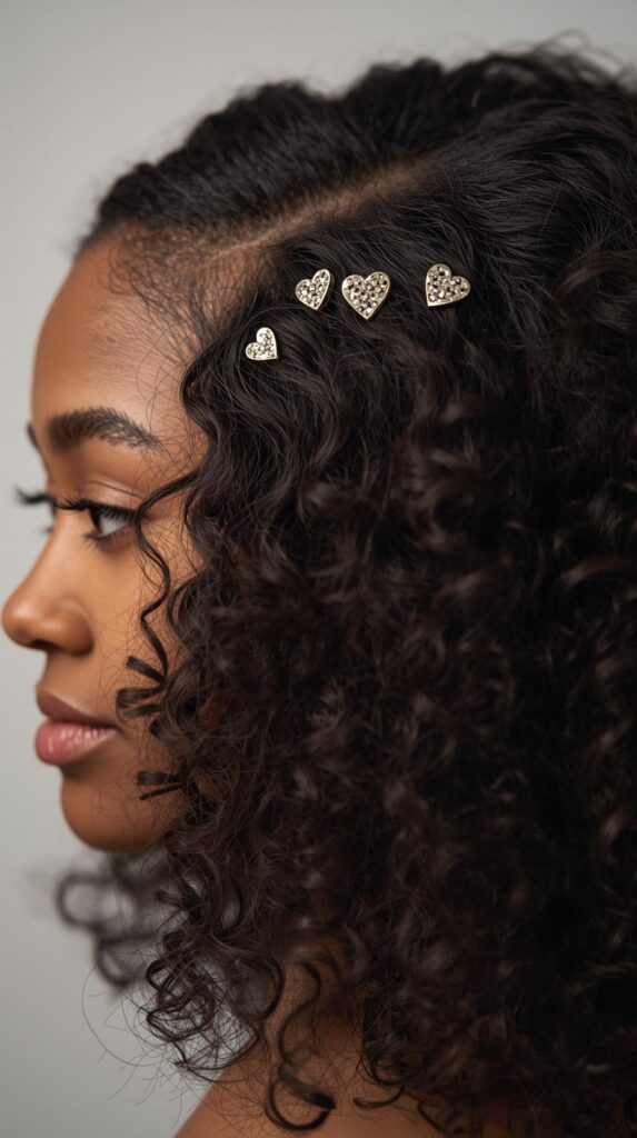 1. Defined Wash and Go with Heart Hair Clips