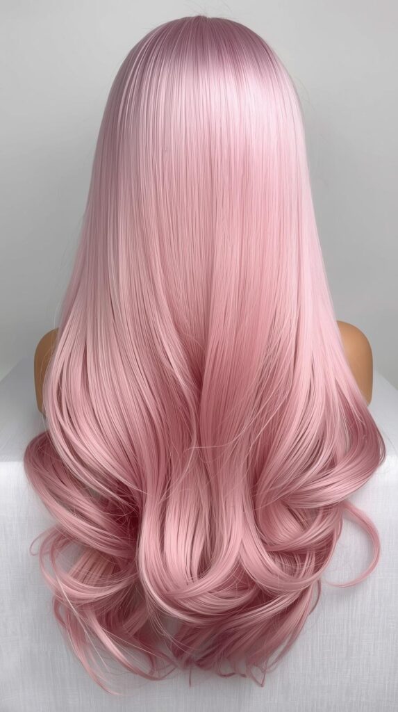 1. Long Straight Pastel Pink Wig