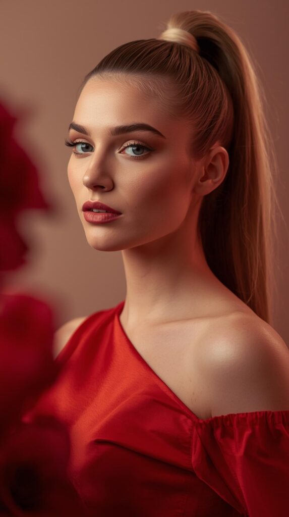 1. Sleek High Ponytail for a Confident Valentine Look