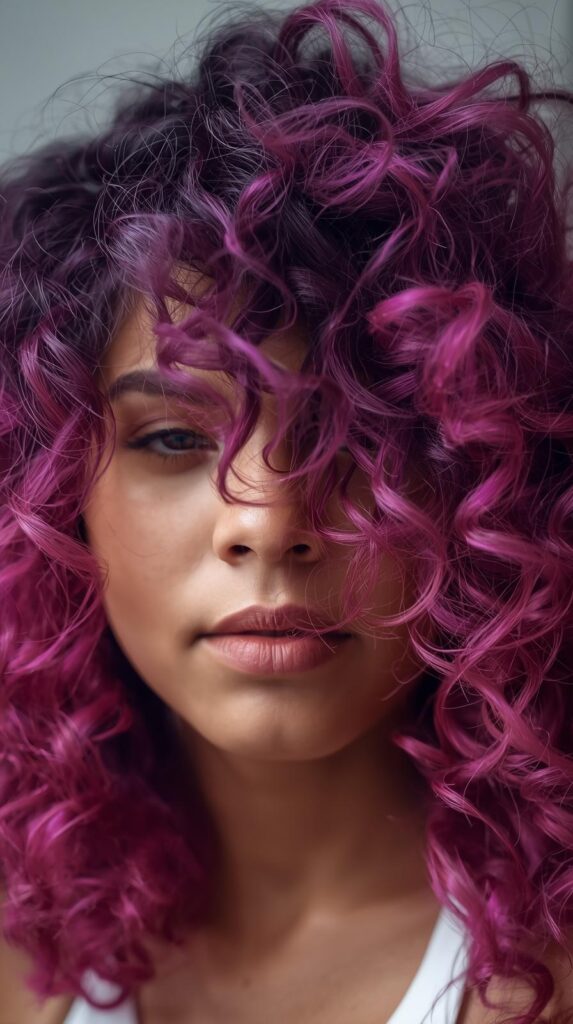 10. Curly Purple and Magenta Hair