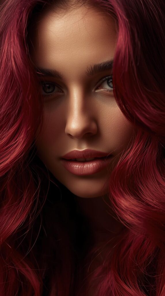 10. Dark Cherry Red Hair for Warm Skin Tones