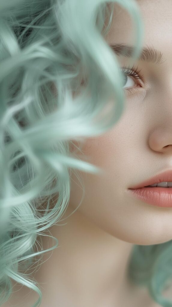 10. Subtle Pastel Teal Peekaboo Curls