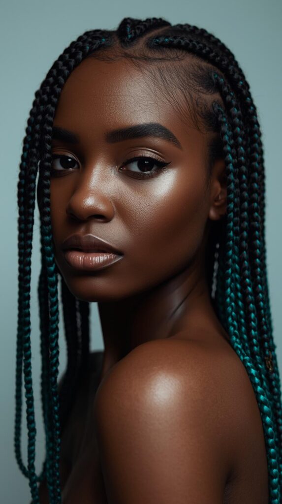 10. Teal Peekaboo Micro Braids