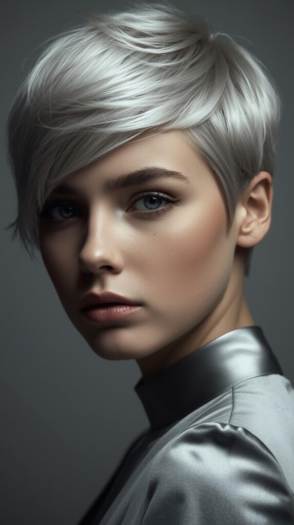 11. Silver Side-Swept Pixie