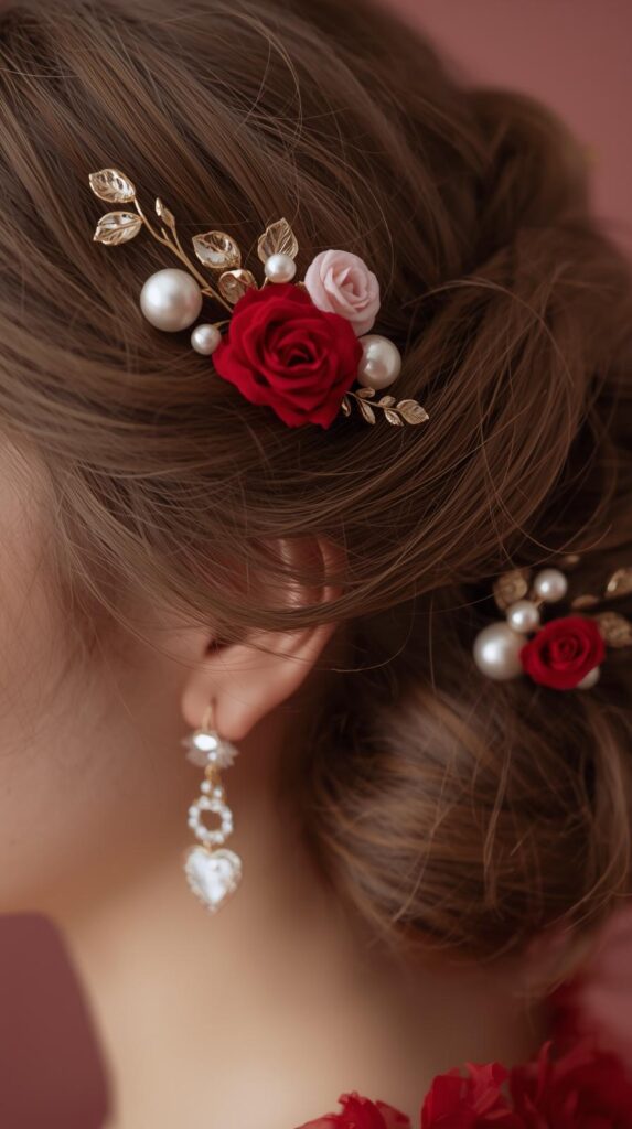 11. Valentine Day Hairstyles with Accessories