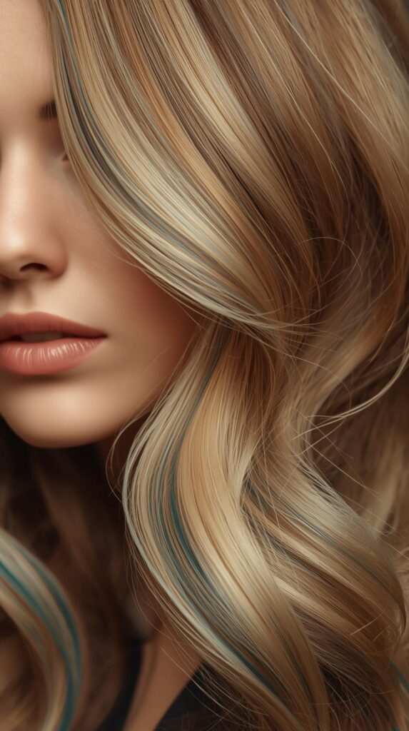 2. Deep Teal Under Golden Blonde Layers