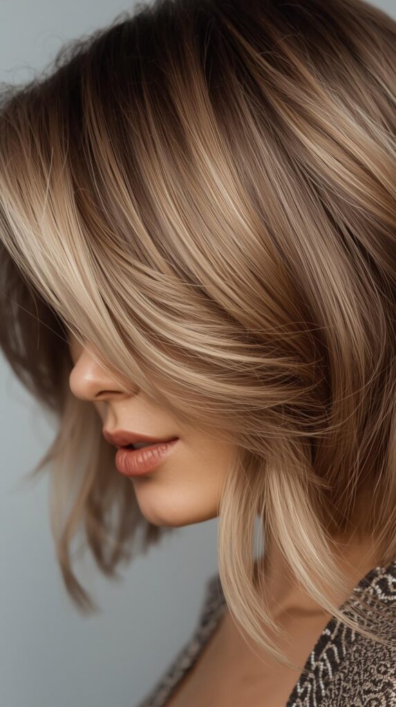 2. Layered Bob with Natural Volume