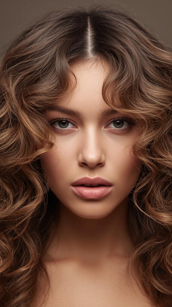 2. Loose Curls with Middle Part