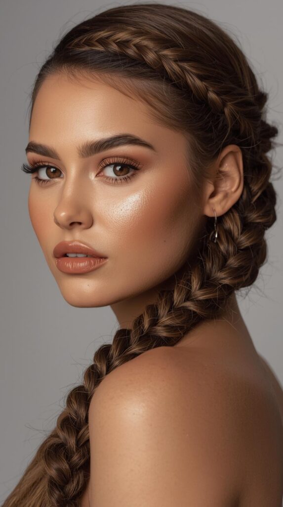 2. Side-Swept Goddess Braids for Soft Glam