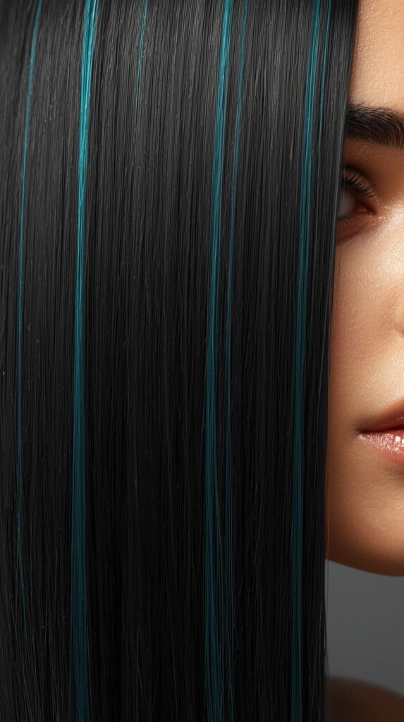 2. Silk Press with Hidden Teal Panels