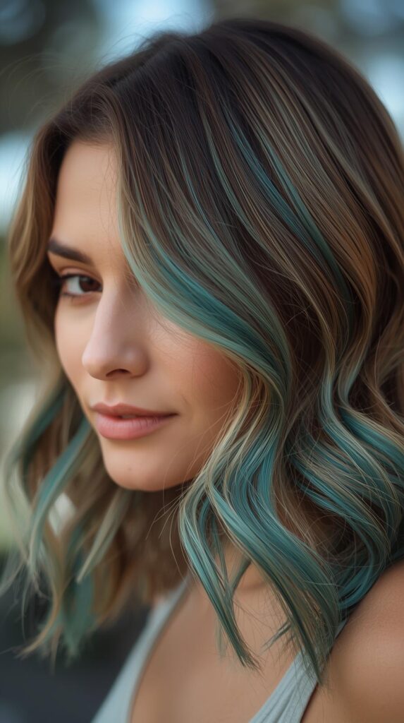 3. Beach Waves with Teal Dimension