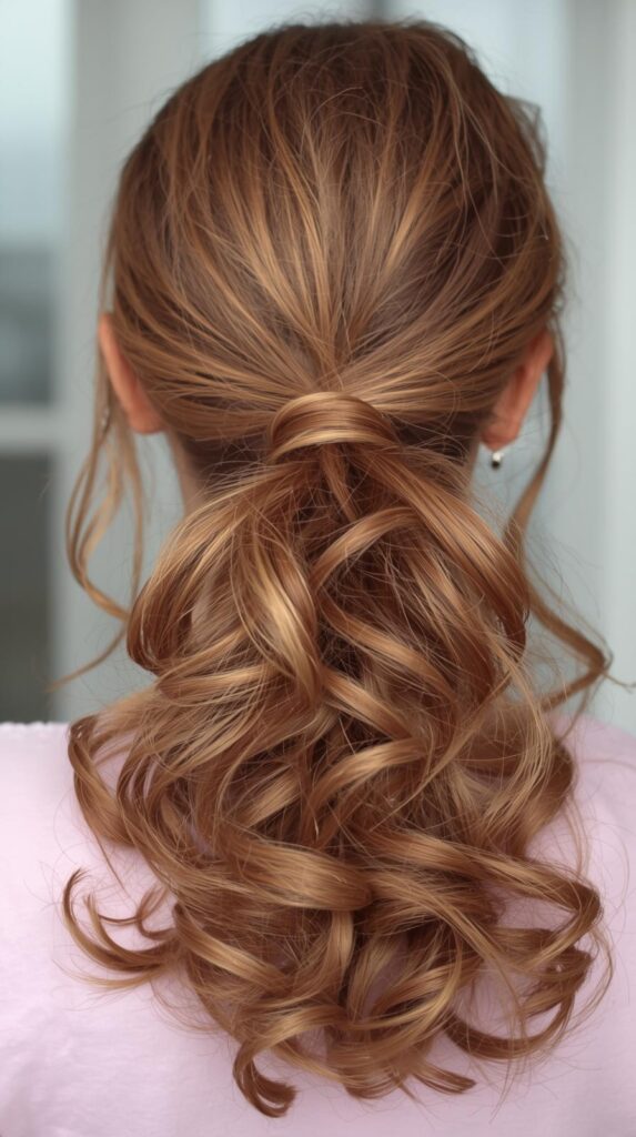 3. Curly Ponytail for a Playful Valentine Style