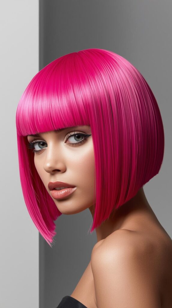 3. Sleek Pink Bob Wig