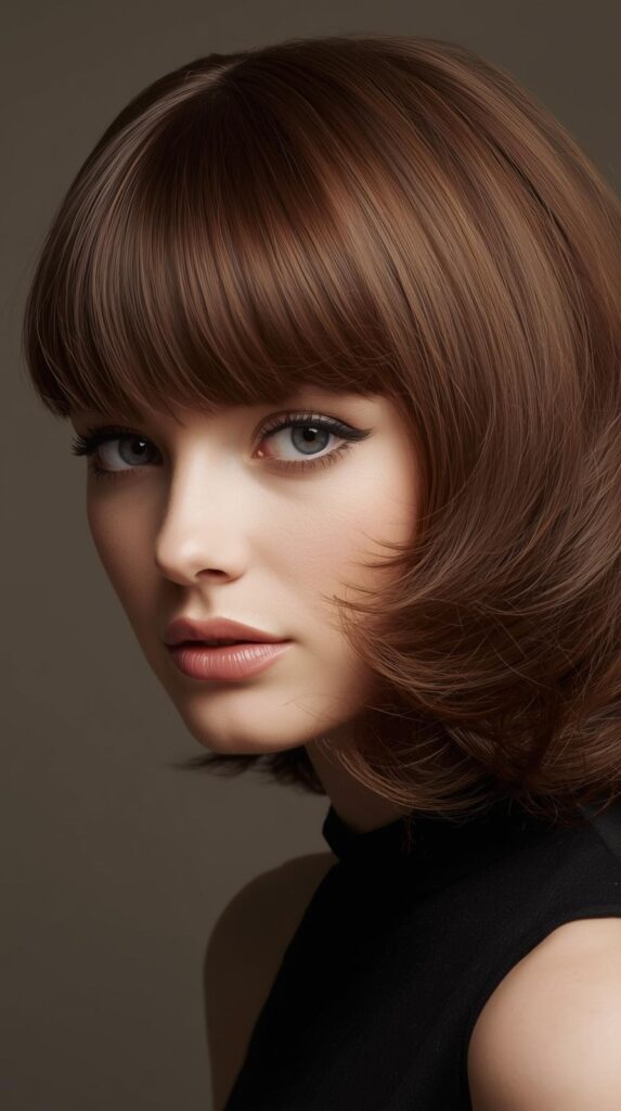 4. Curtain Bangs with Feathered Blowout