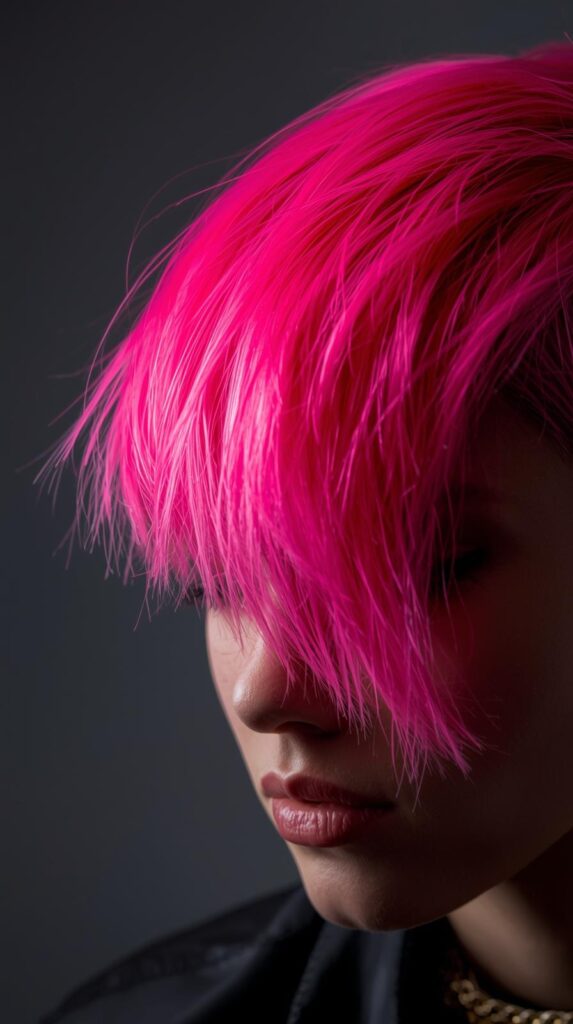 4. Neon Pink Peekaboo for an Edgy Statement