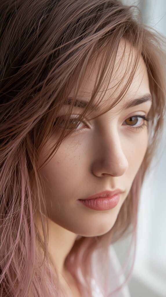 5. Pastel Pink Peekaboo on Brown Hair