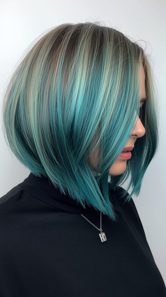 5. Teal Peekaboo Bob for Chic Style