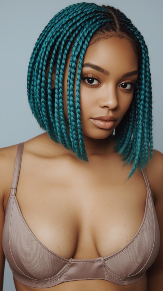5. Teal Peekaboo Braided Bob