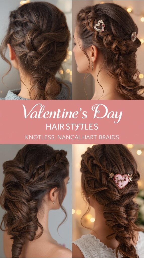5. Valentine Day Hairstyles with Knotless Braids