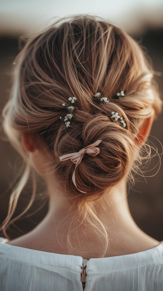 6. Braided Ponytail with Romantic Details