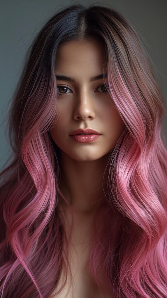 6. Long Layers with Pink Underlights