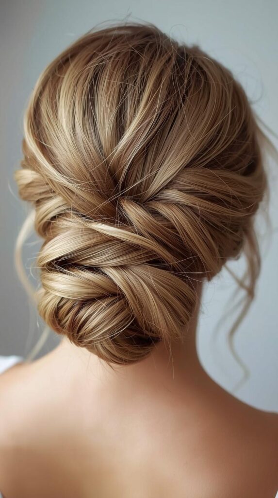 6. Romantic Low Bun (for Lobs)