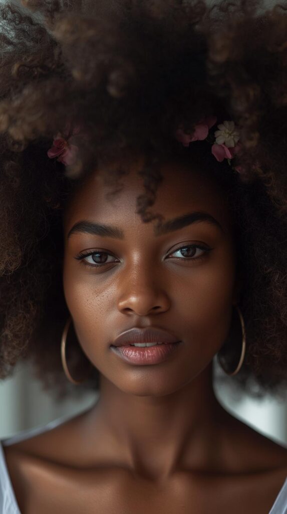 7. Natural Fro with Floral Headband