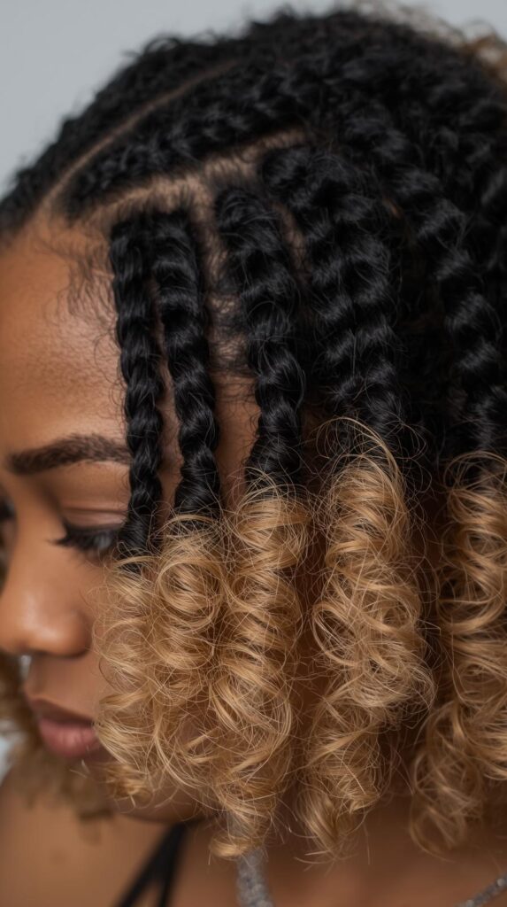 8. Cornrow Braids with Curly Tips