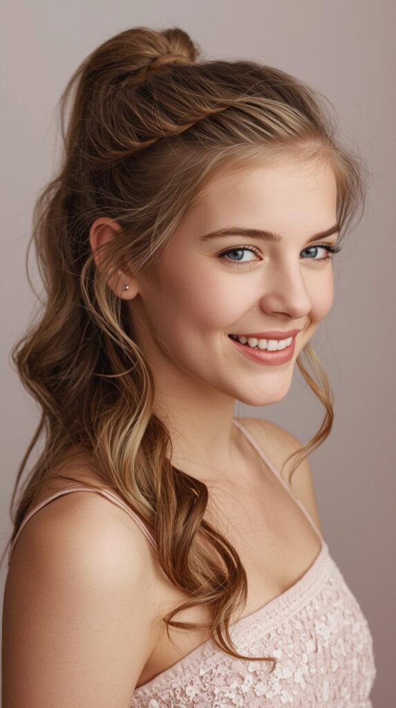 8. Half-Up Ponytail for Youthful Valentine Vibes