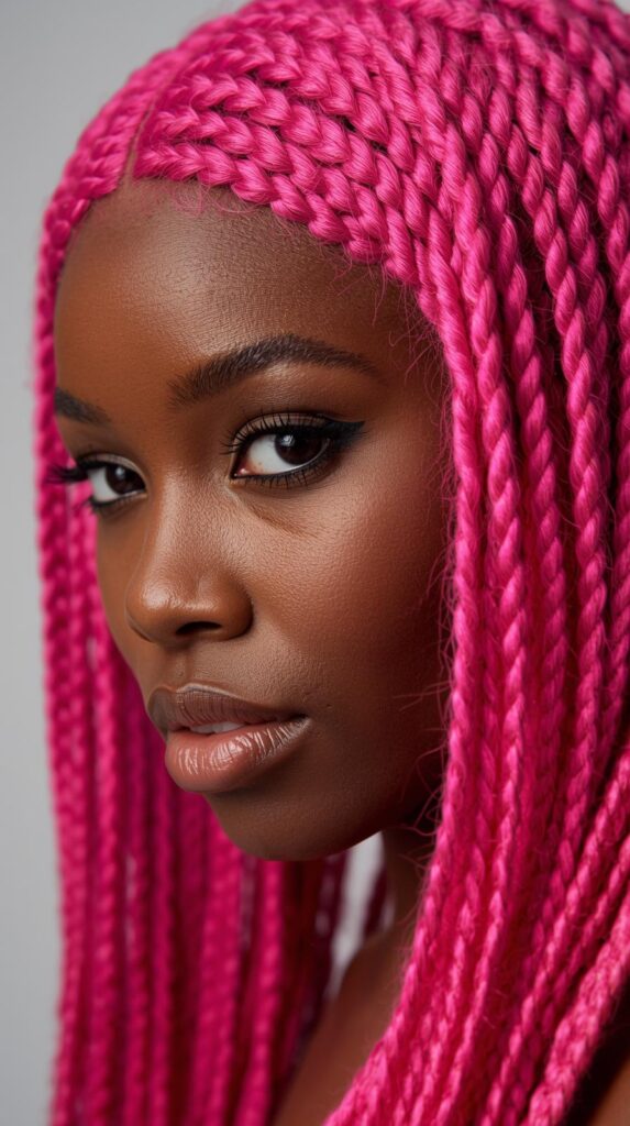 8. Pink Braided Wig Style