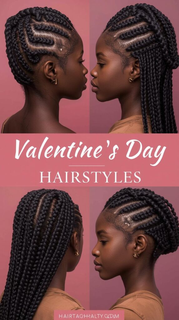 8. Valentine Day Hairstyles with Fulani Braids