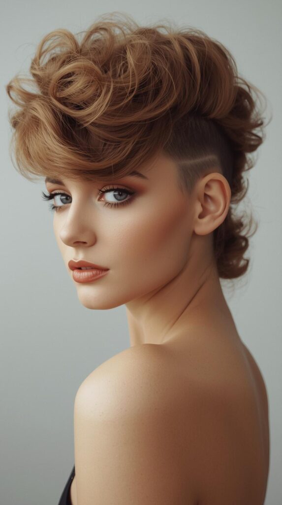 11. Sleek High Puff with Curly Bang