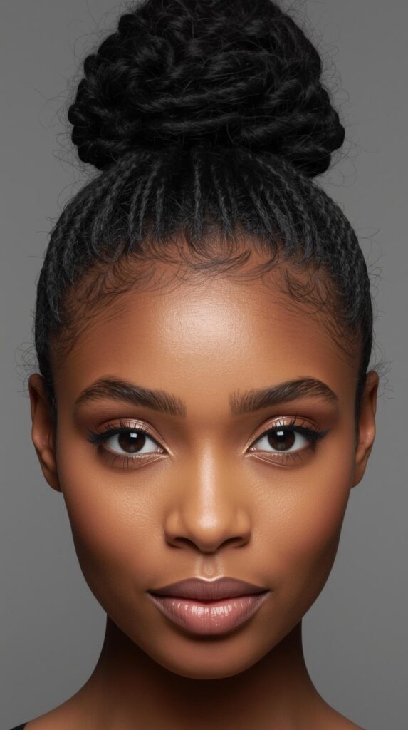 1. High Curly Ponytail with Defined Edges