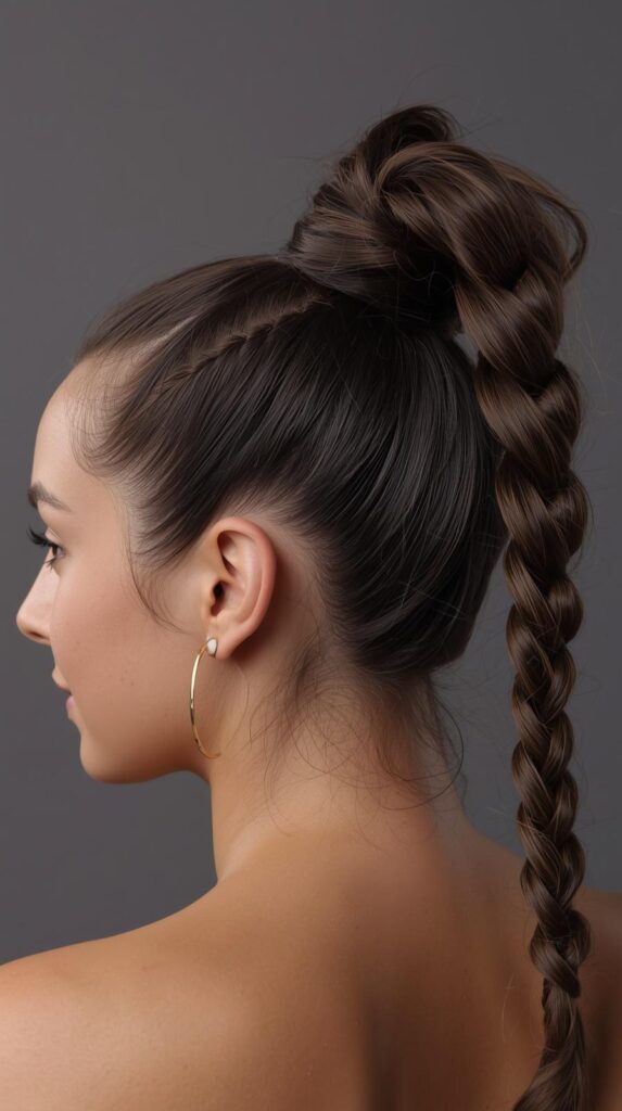 1. High Ponytail with Braided Base