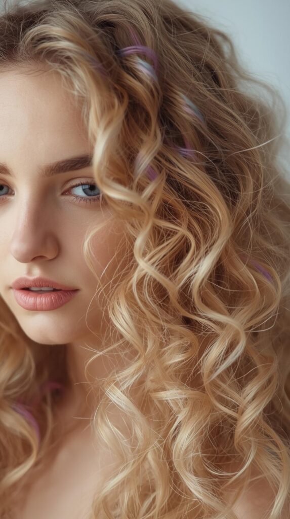 1. Subtle Pastel Peekaboo on Blonde Ringlets