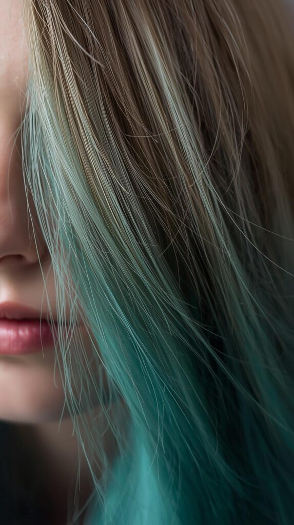 1. Subtle Teal Underlayer on Natural Dirty Blonde