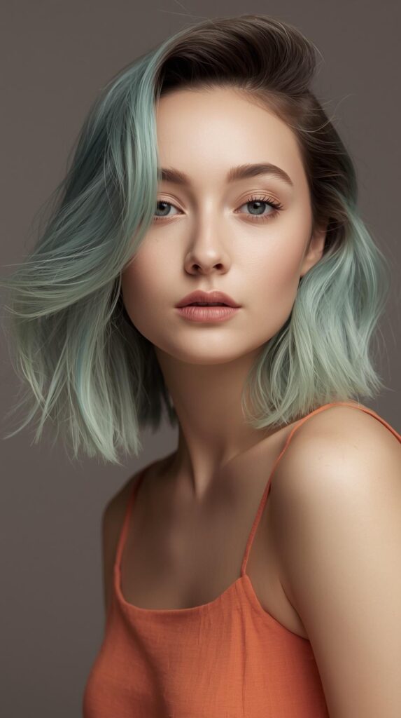 1. Subtle Teal Underlayer with Soft Orange Top