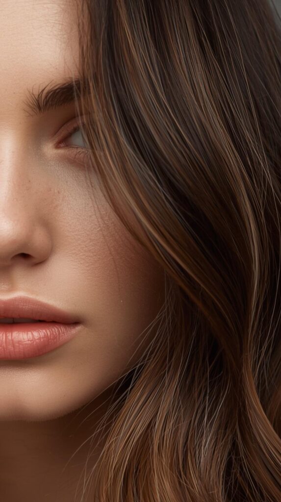 10. Dark Hair with Fine Caramel Babylights