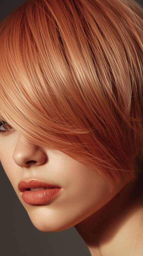12. Peachy Hair Color for Short Styles