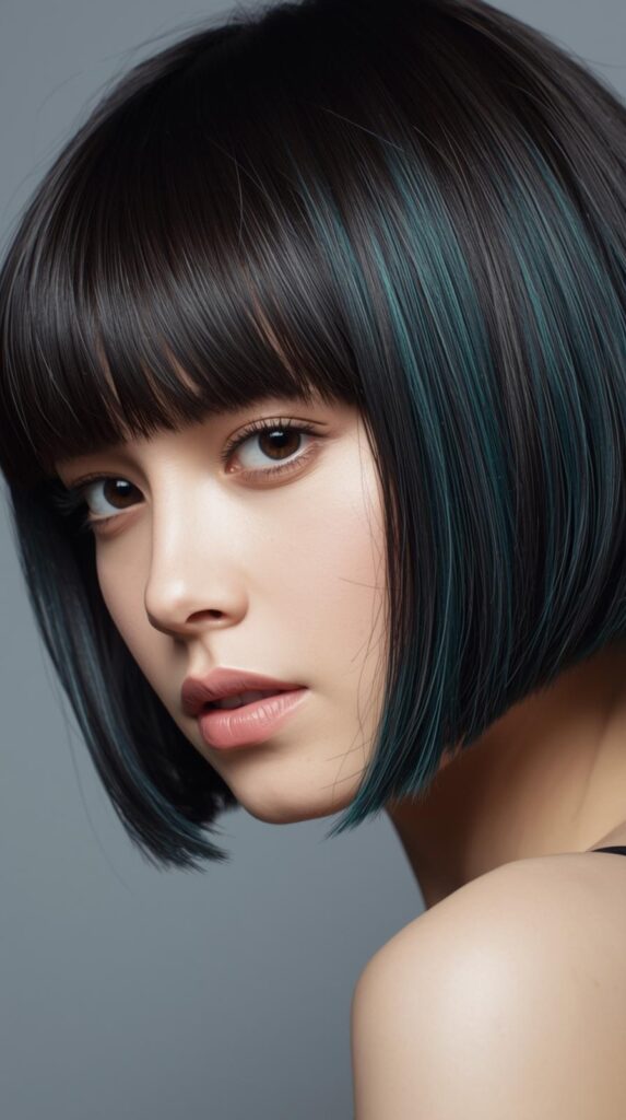 12. Teal Peekaboo on a Short Bob