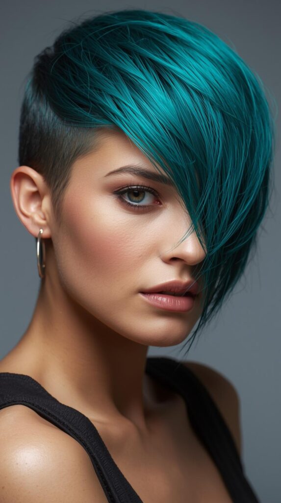 2. Teal Peekaboo Pixie Cut