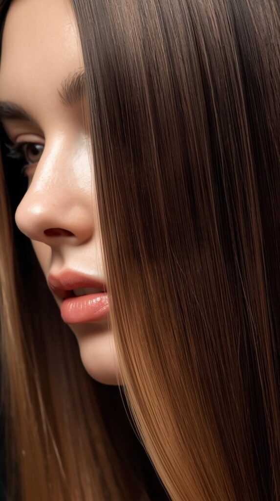 4. Sleek Straight Hair with Hidden Dual Tones