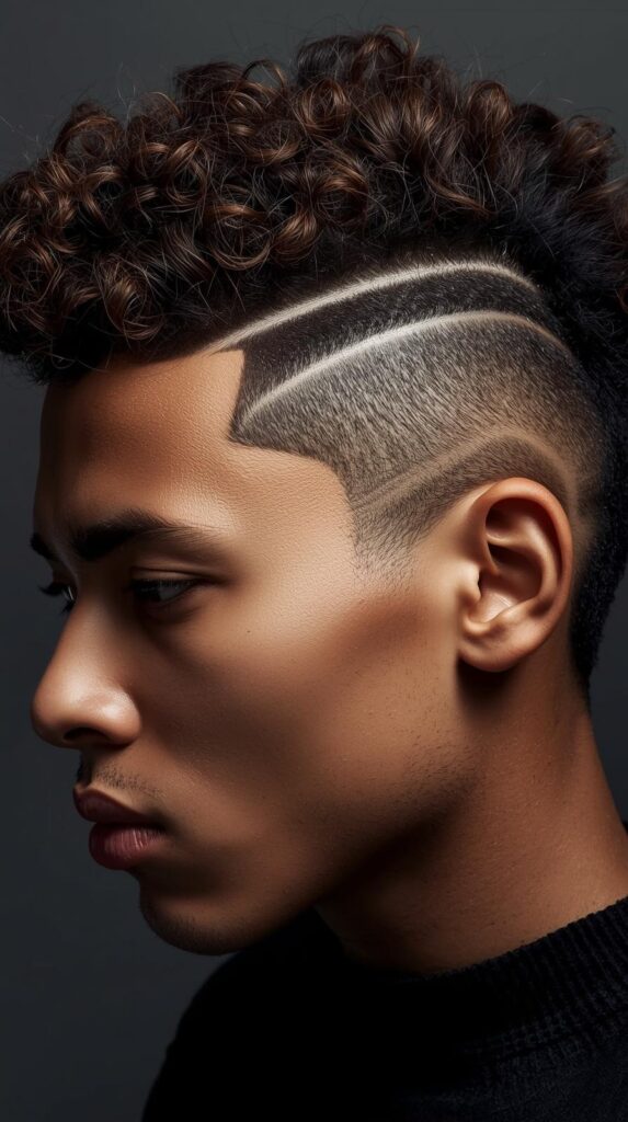 5. Curly Half Shaved Hairstyle