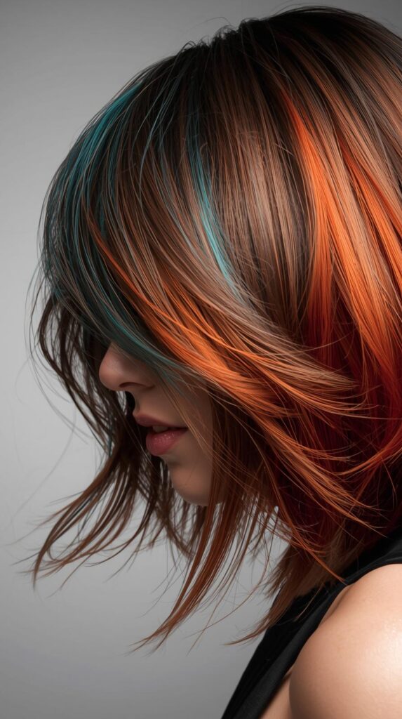 5. Layered Lob with Orange and Teal Dimension