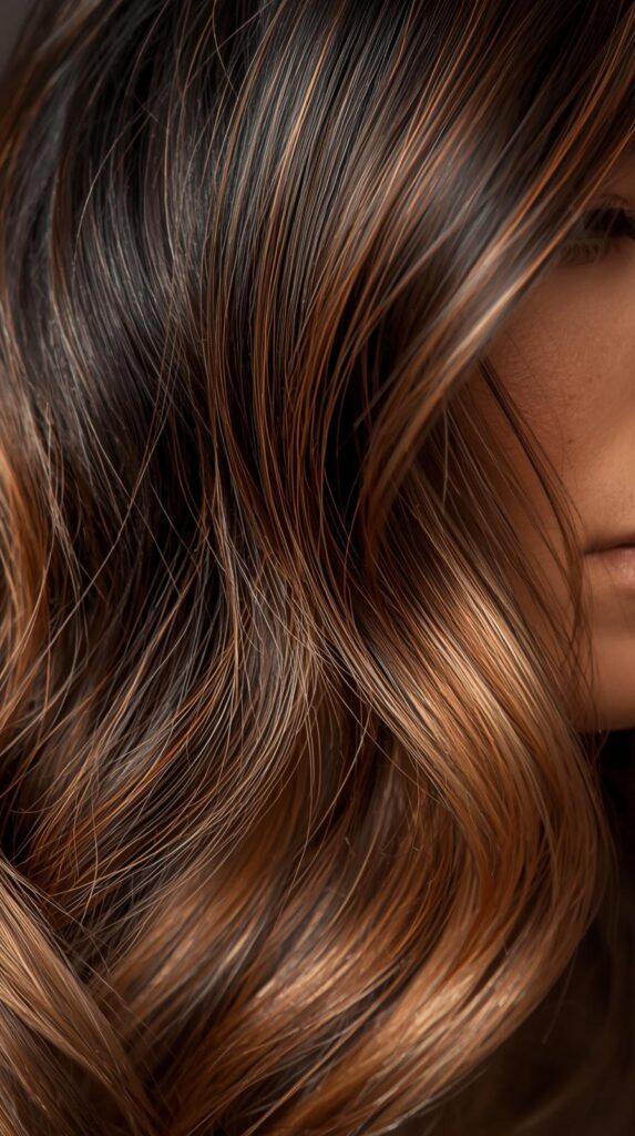 6. Caramel Highlights on Black Hair